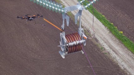 Using drones for electric utility construction