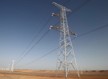 A power lines in a desert  